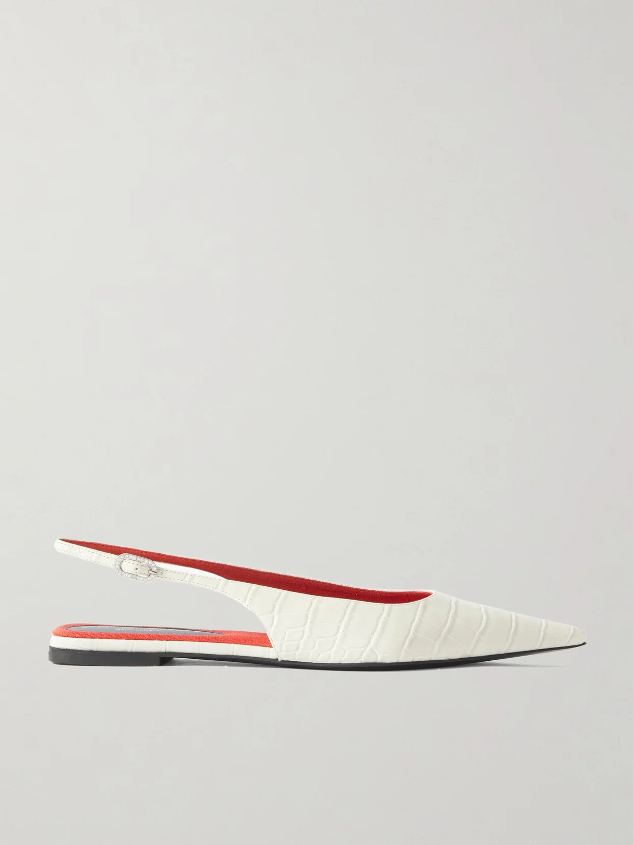 Elsa Recycled Croc-effect Slingback Flats - 1