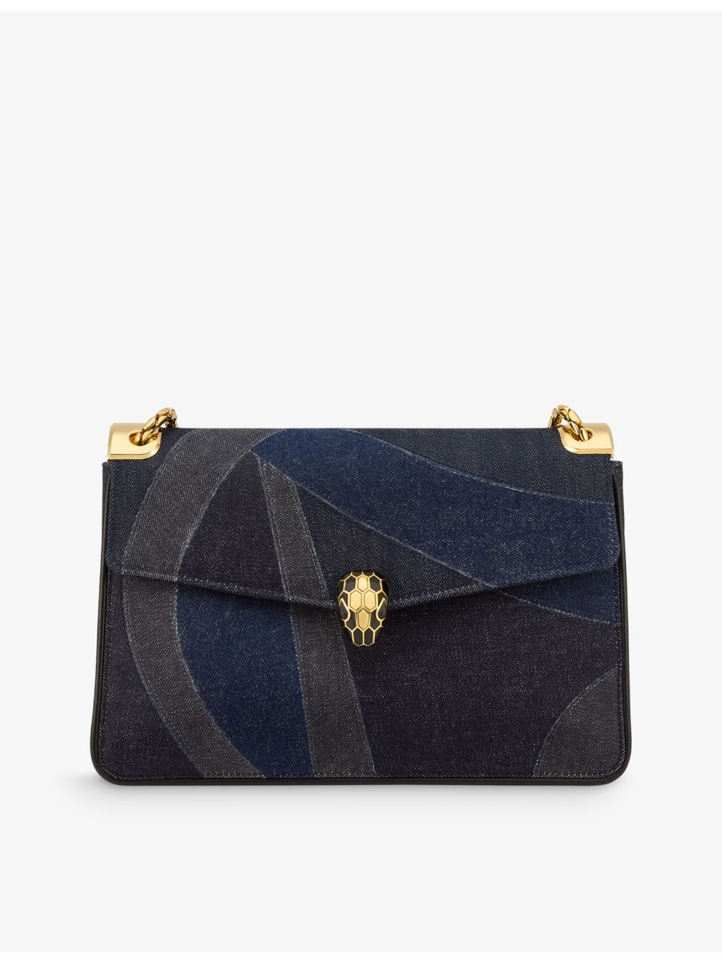 Serpenti Forever large denim shoulder bag - 1