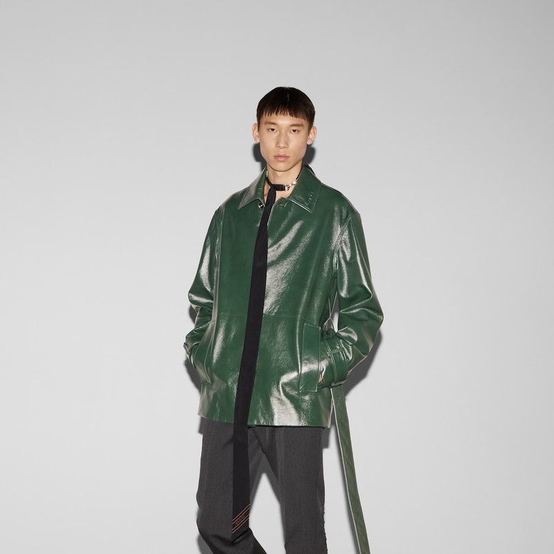 Shiny leather trench coat 6