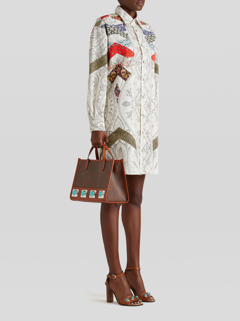 Etro PAISLEY CROWN ME SHOPPING BAG WITH TURQUOISE STUDS outlook