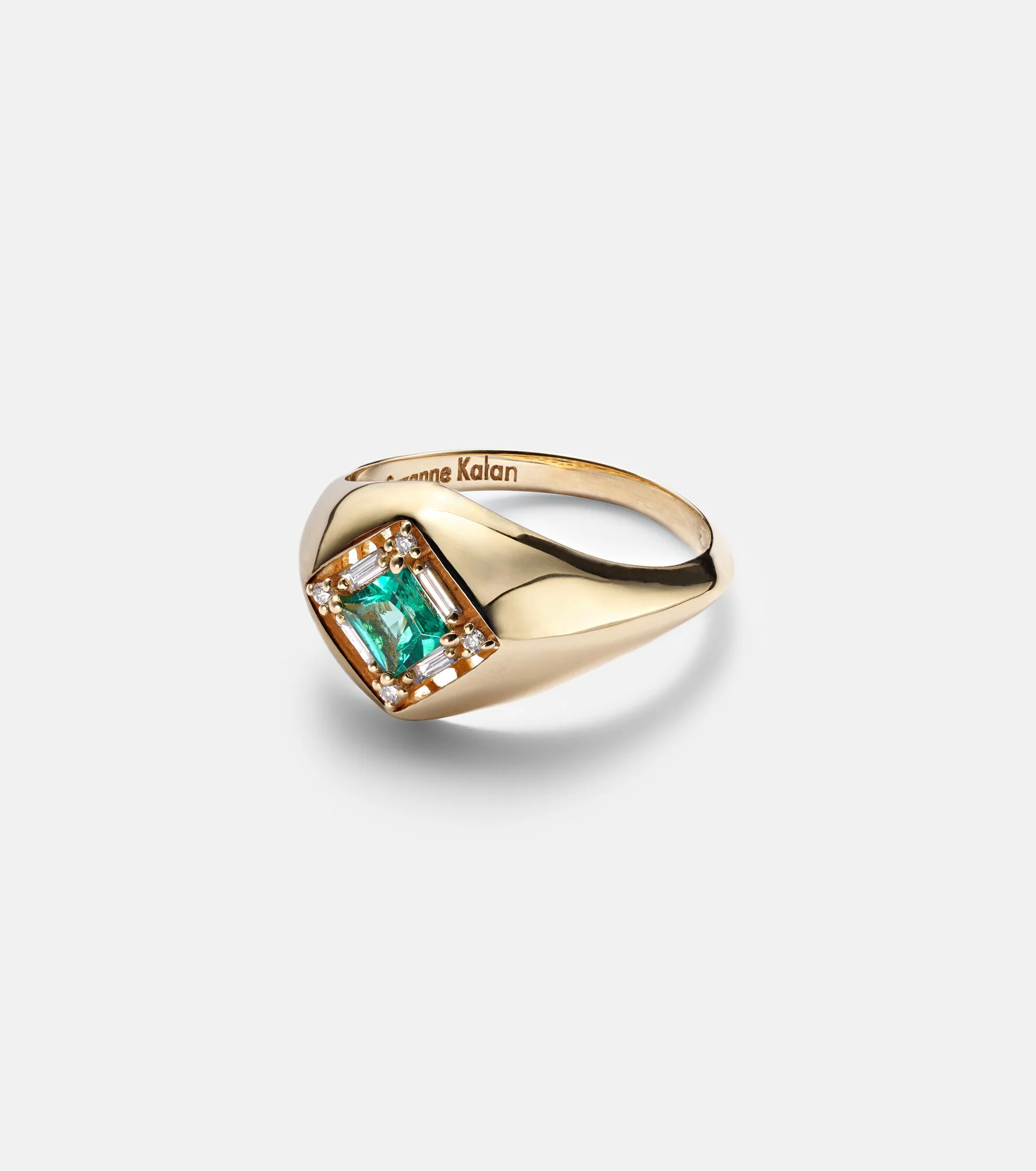 Signet Mini 18kt gold ring with emerald and diamonds - 1