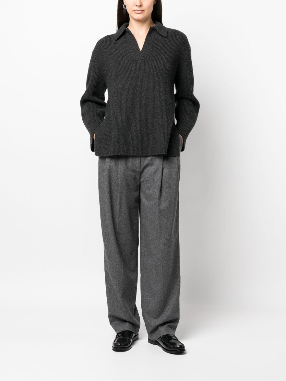 polo collar wool-blend jumper - 2