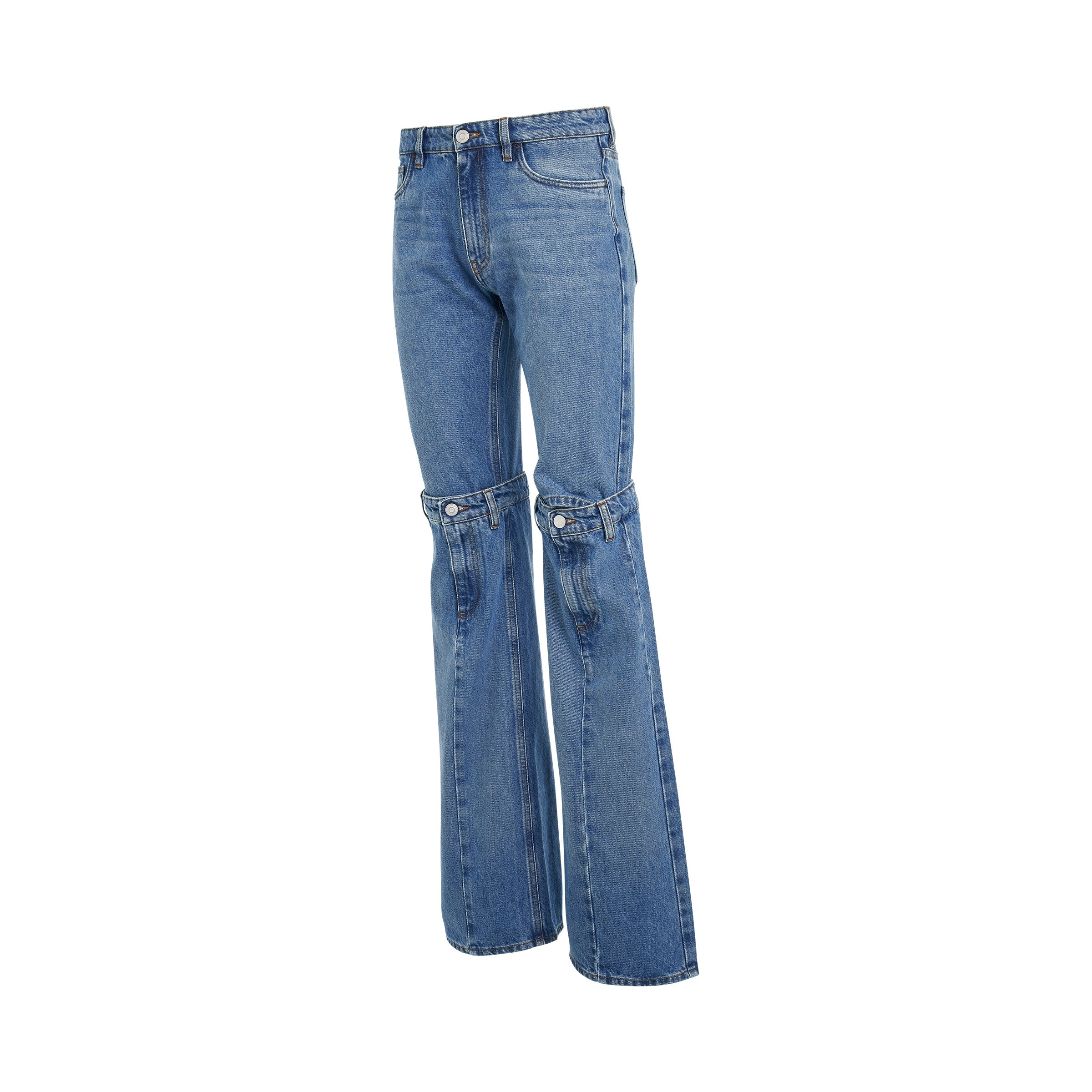 Open Knee Jeans in Washed Blue - 2