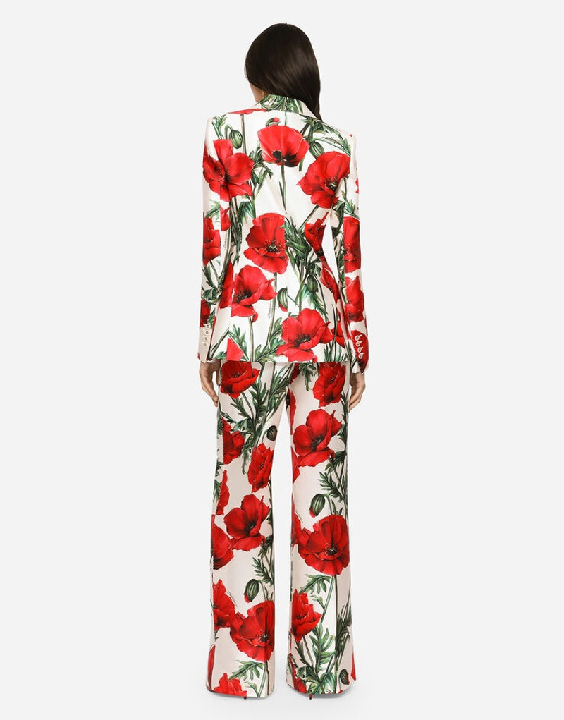 Dolce & Gabbana Poppy-print shantung Turlington blazer outlook