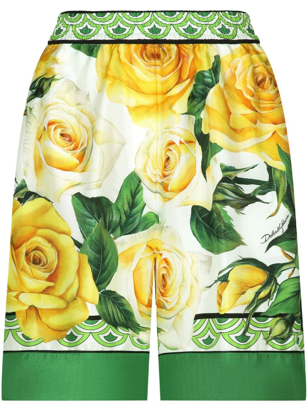 rose-print silk shorts - 1