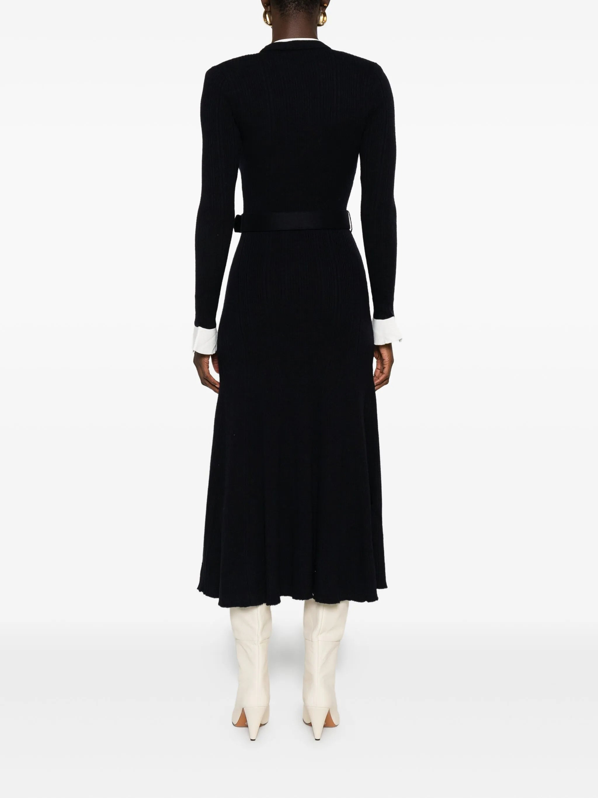 Self-portrait Button-detailed Ribbed-knit Maxi Dress - 4