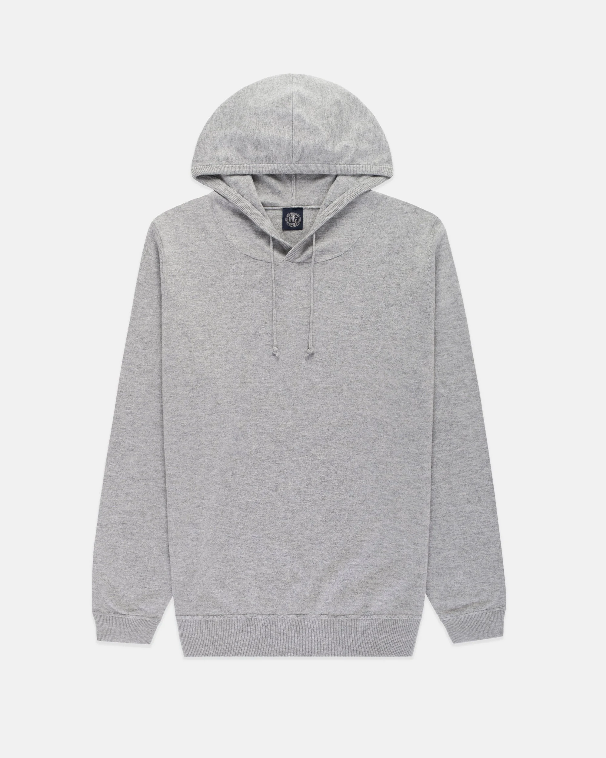 LIGHT GREY COTTON-WOOL HOODIE - TRIM FIT - 1