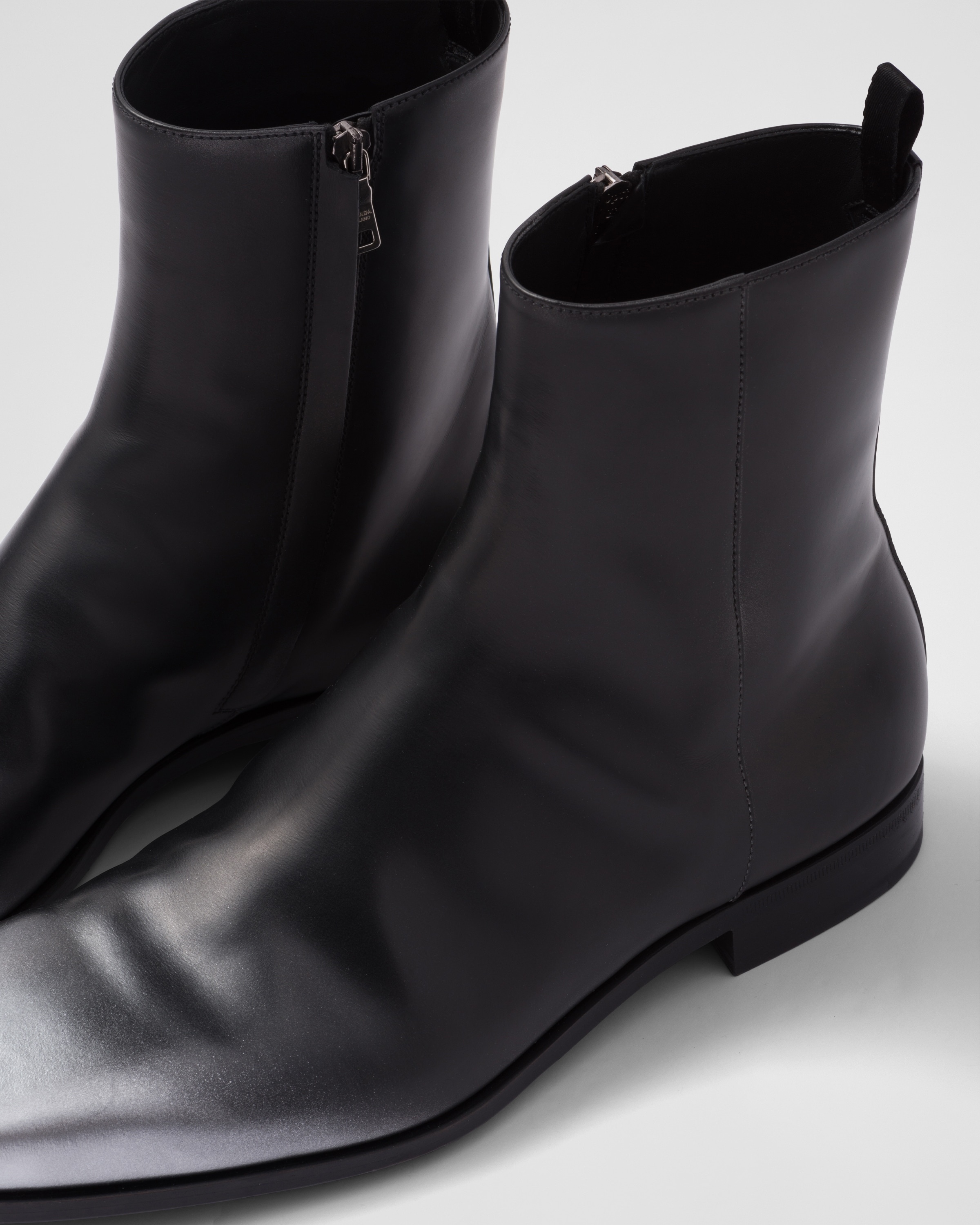 Nuanced brushed leather booties - 6