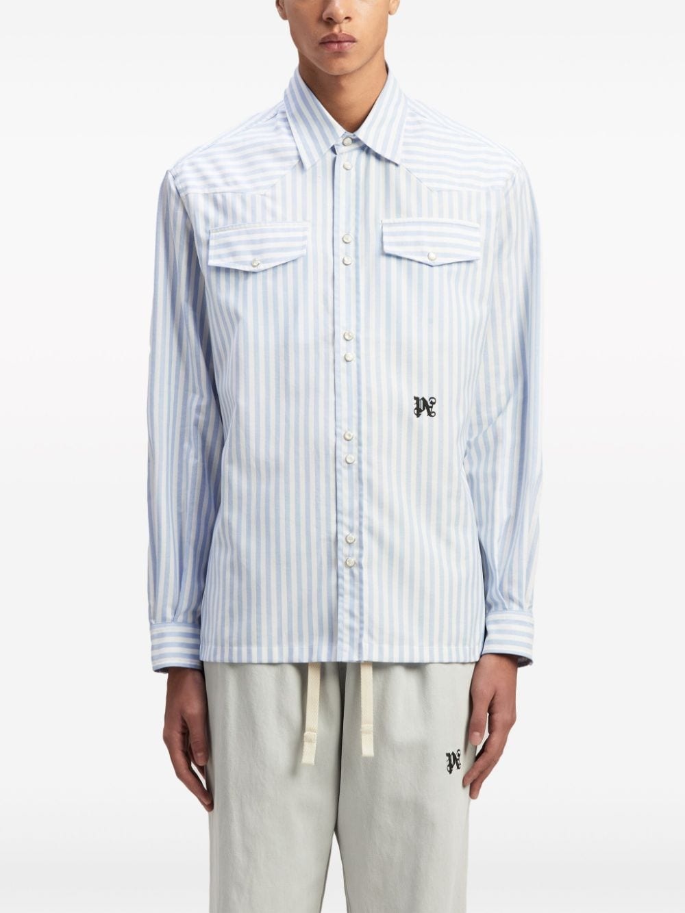 Monogram striped cotton shirt - 3