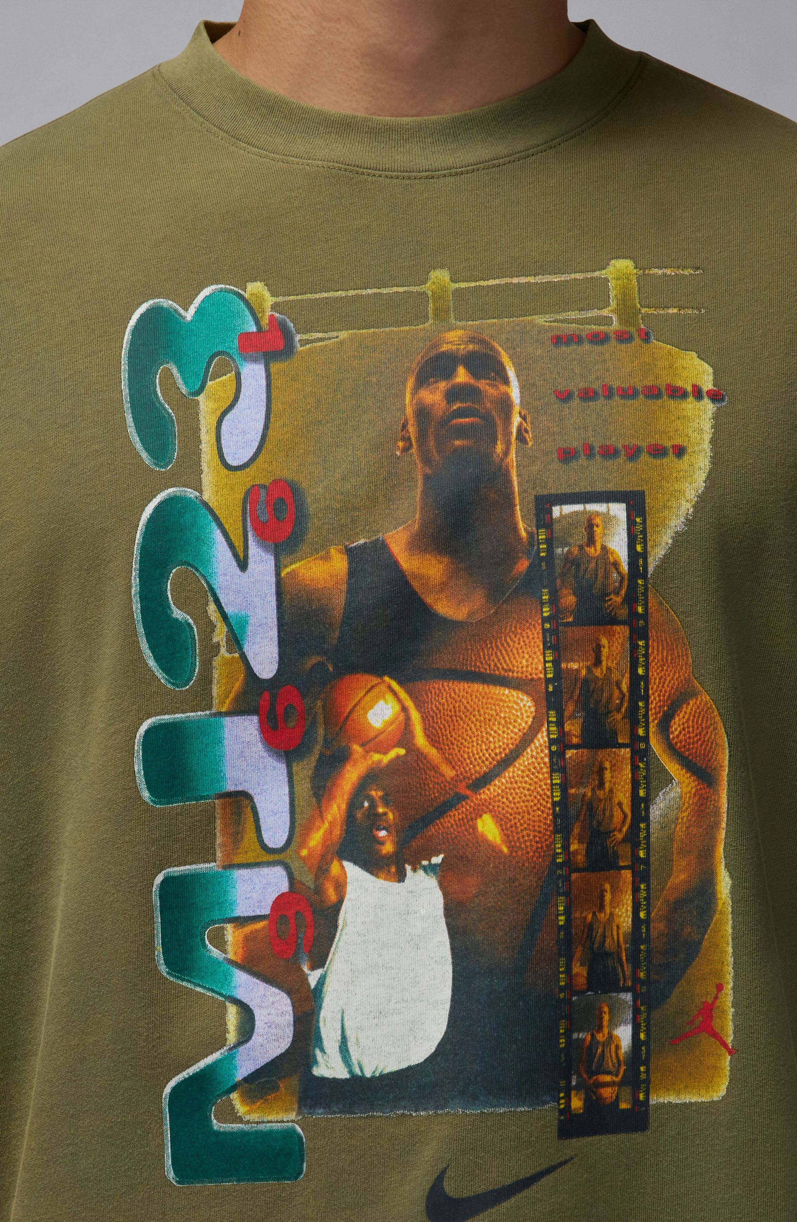 Jordan Retro Cotton Graphic T-Shirt in Medium Olive/Black at Nordstrom - 3