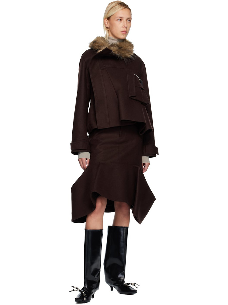 sacai Brown Wool Melton Blouson Jacket outlook