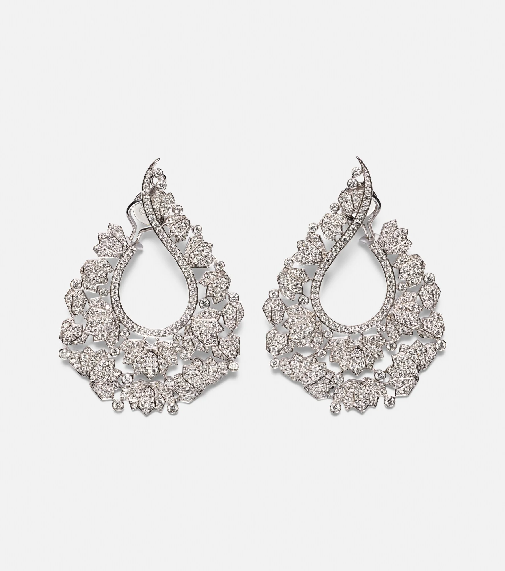 Scatter Lotus 18kt white gold earrings with diamonds - 1