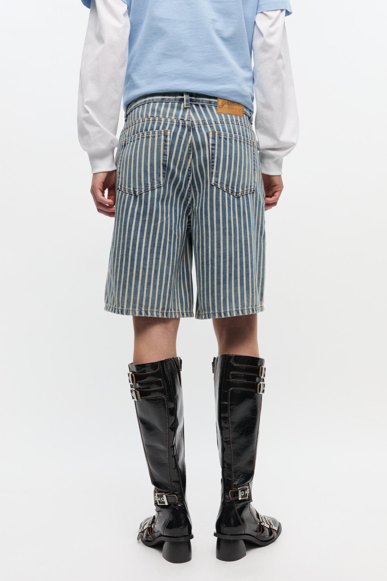 STRIPED DENIM SHORTS - 4