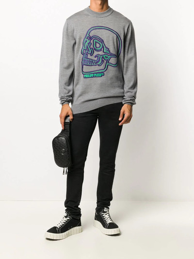 PHILIPP PLEIN logo skull embroidered sweatshirt outlook