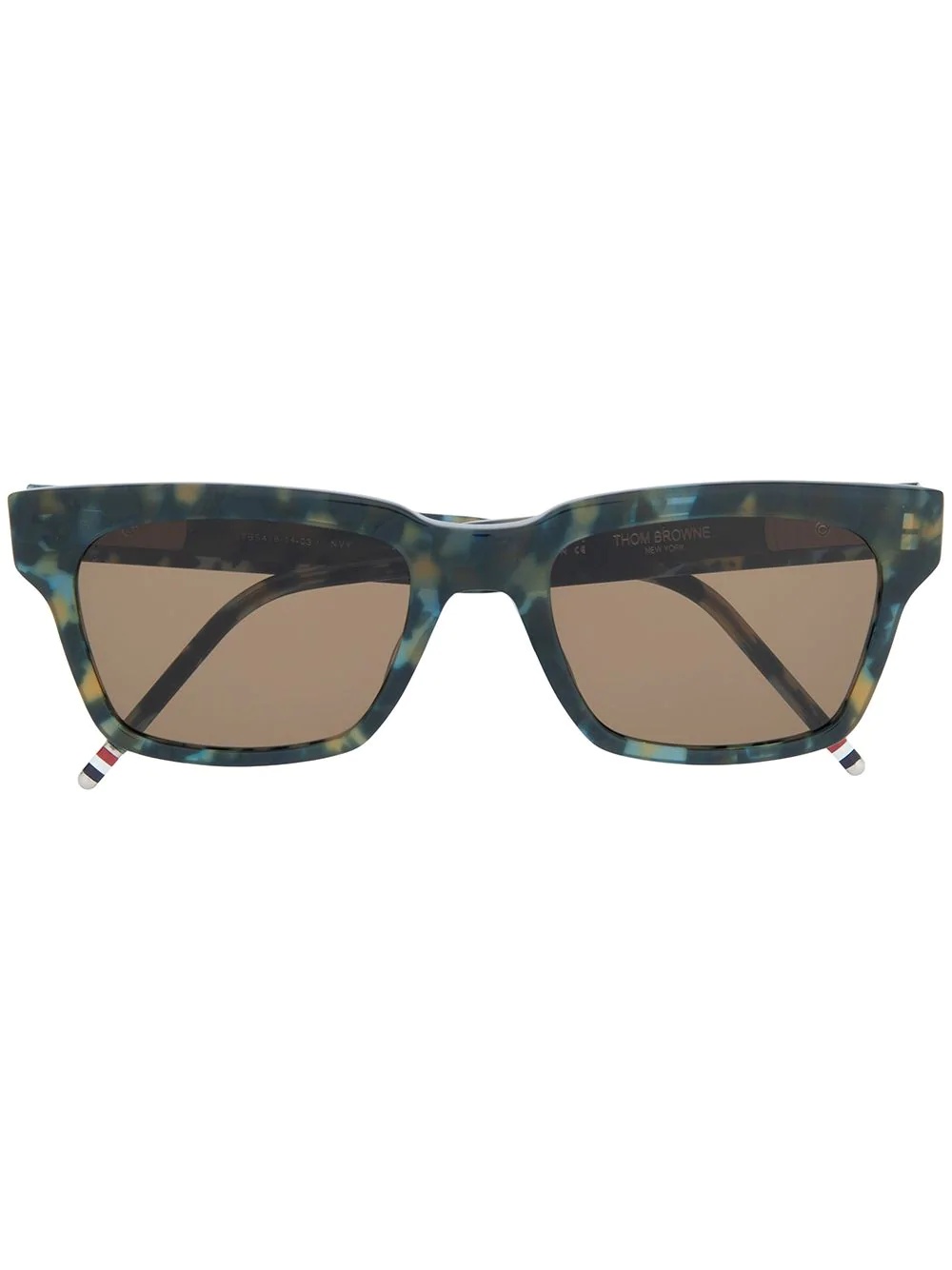 tortoiseshell-effect rectangular-frame sunglasses - 1