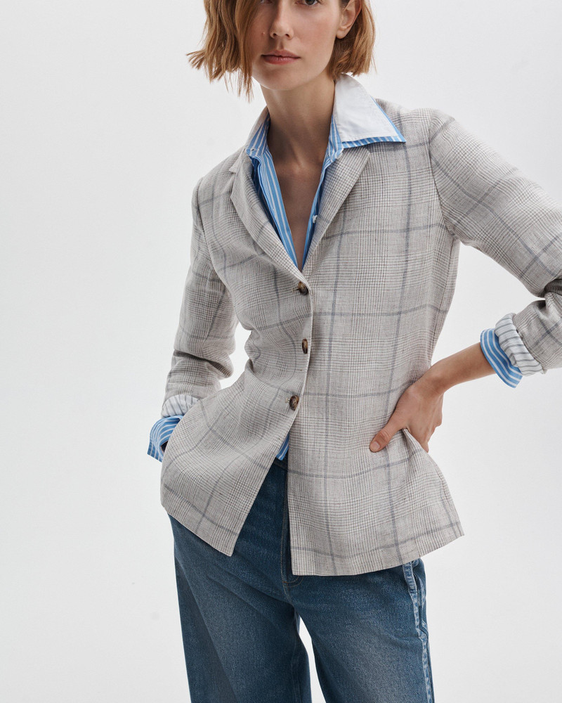 Chappell Plaid Linen Blazer 5