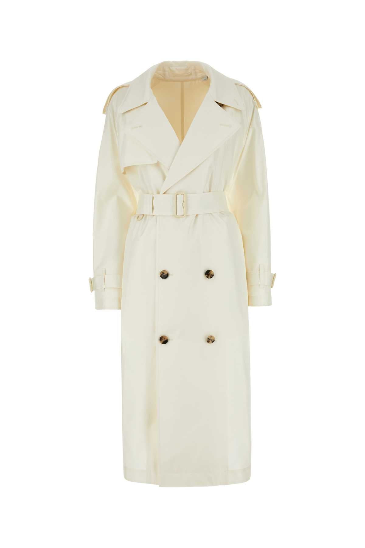 Burberry Women Ivory Silk Trench Coat - 3