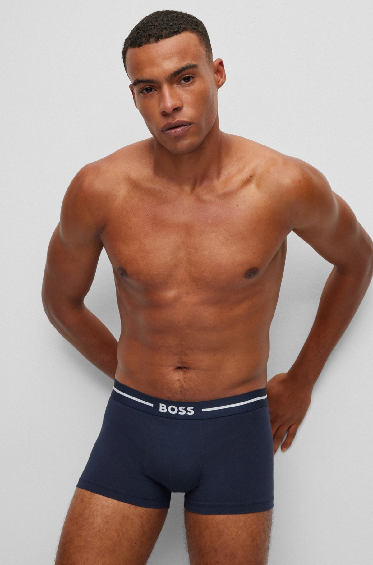 THREE-PACK OF STRETCH-COTTON TRUNKS WITH LOGO WAISTBAND - 7