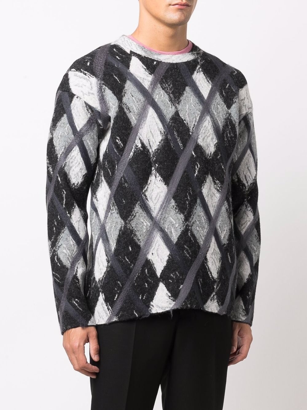 argyle-pattern wool-blend jumper - 3