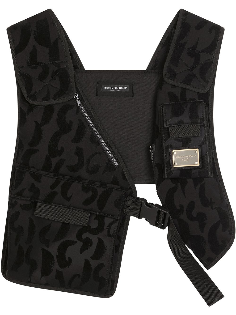 leopard-print asymmetric sleeveless vest - 1