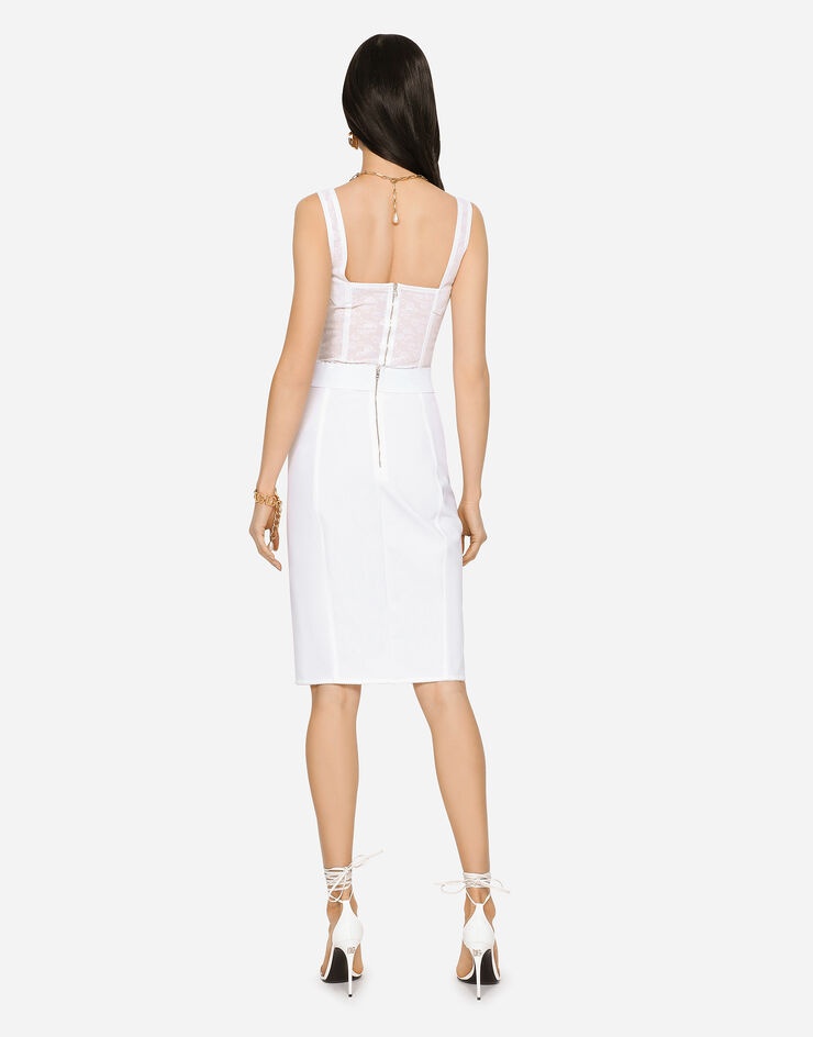 Marquisette and satin skirt with corset details - 3
