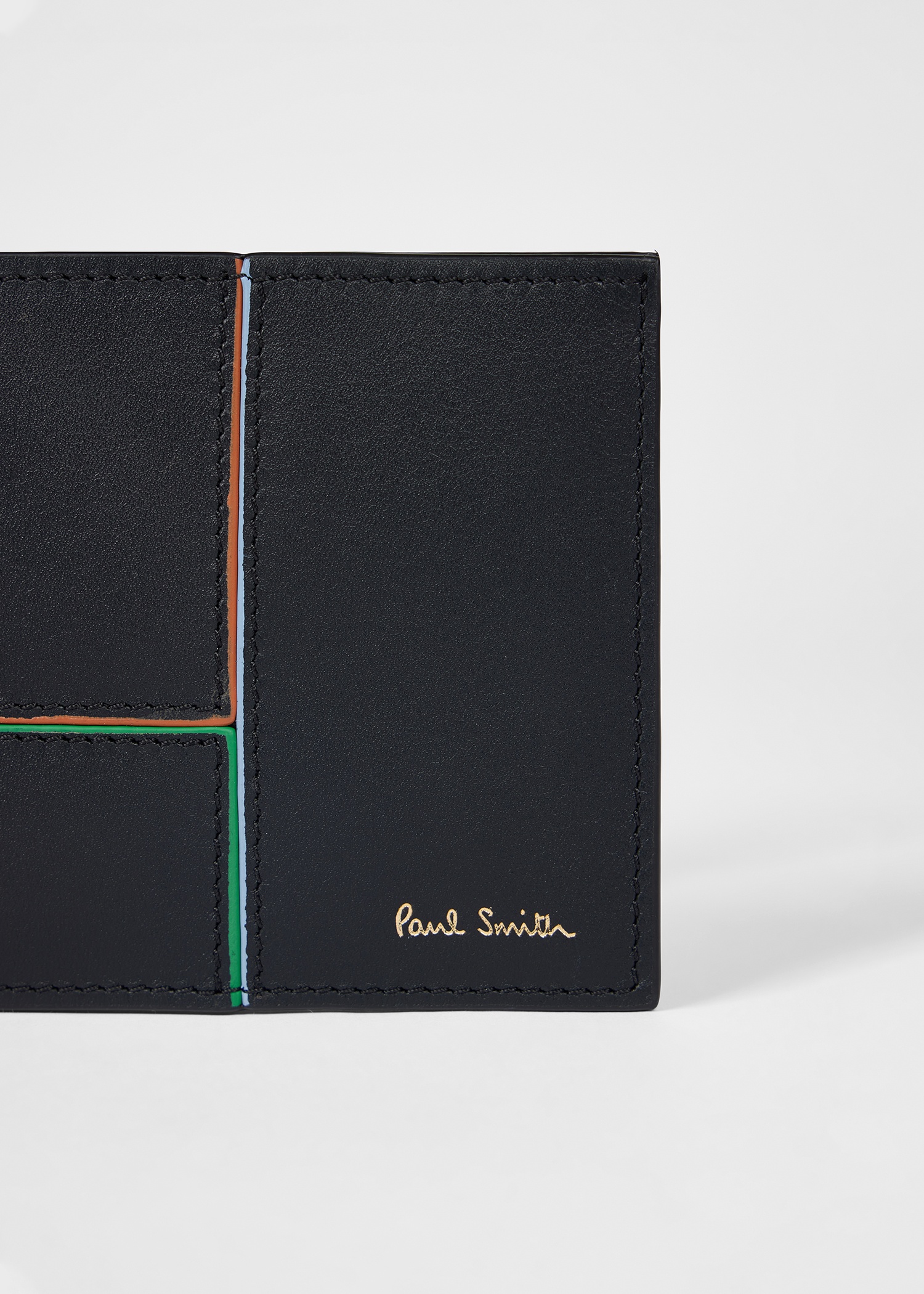 Black Panelled Leather Compact Billfold Wallet - 3