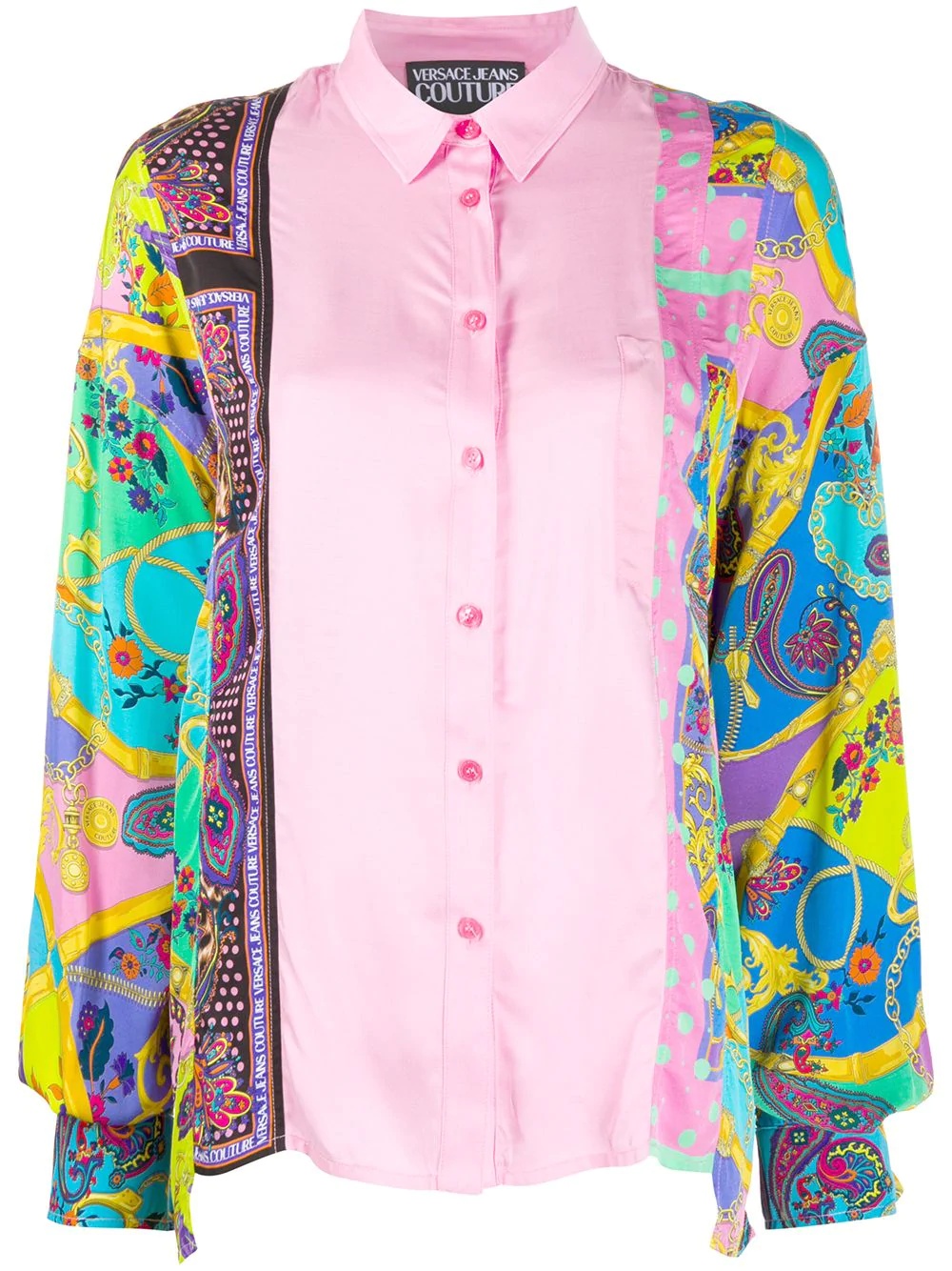 mix-print satin shirt  - 1