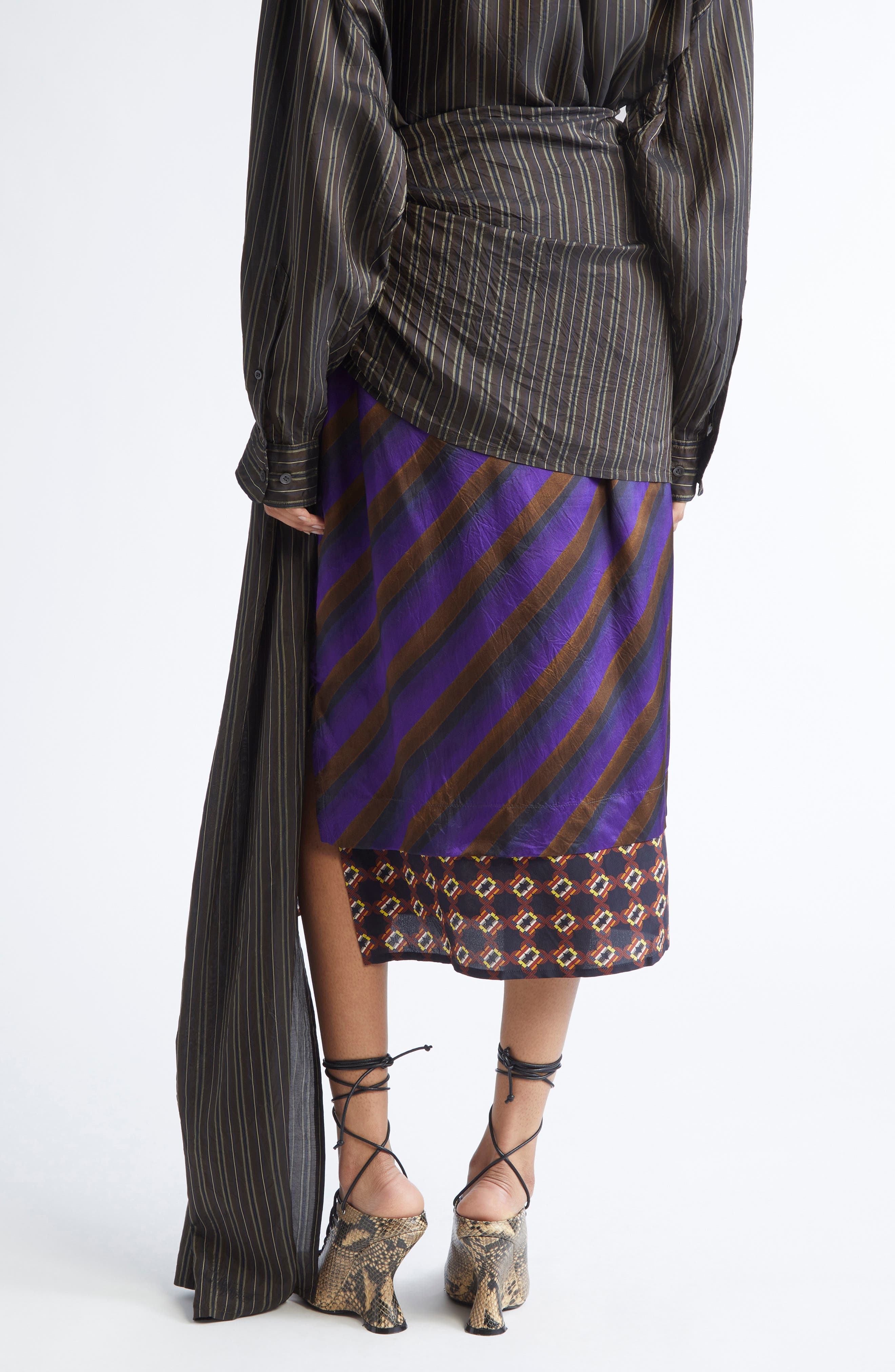 Dries Van Noten Senice Mixed Print Midi Skirt in Purple at Nordstrom - 3