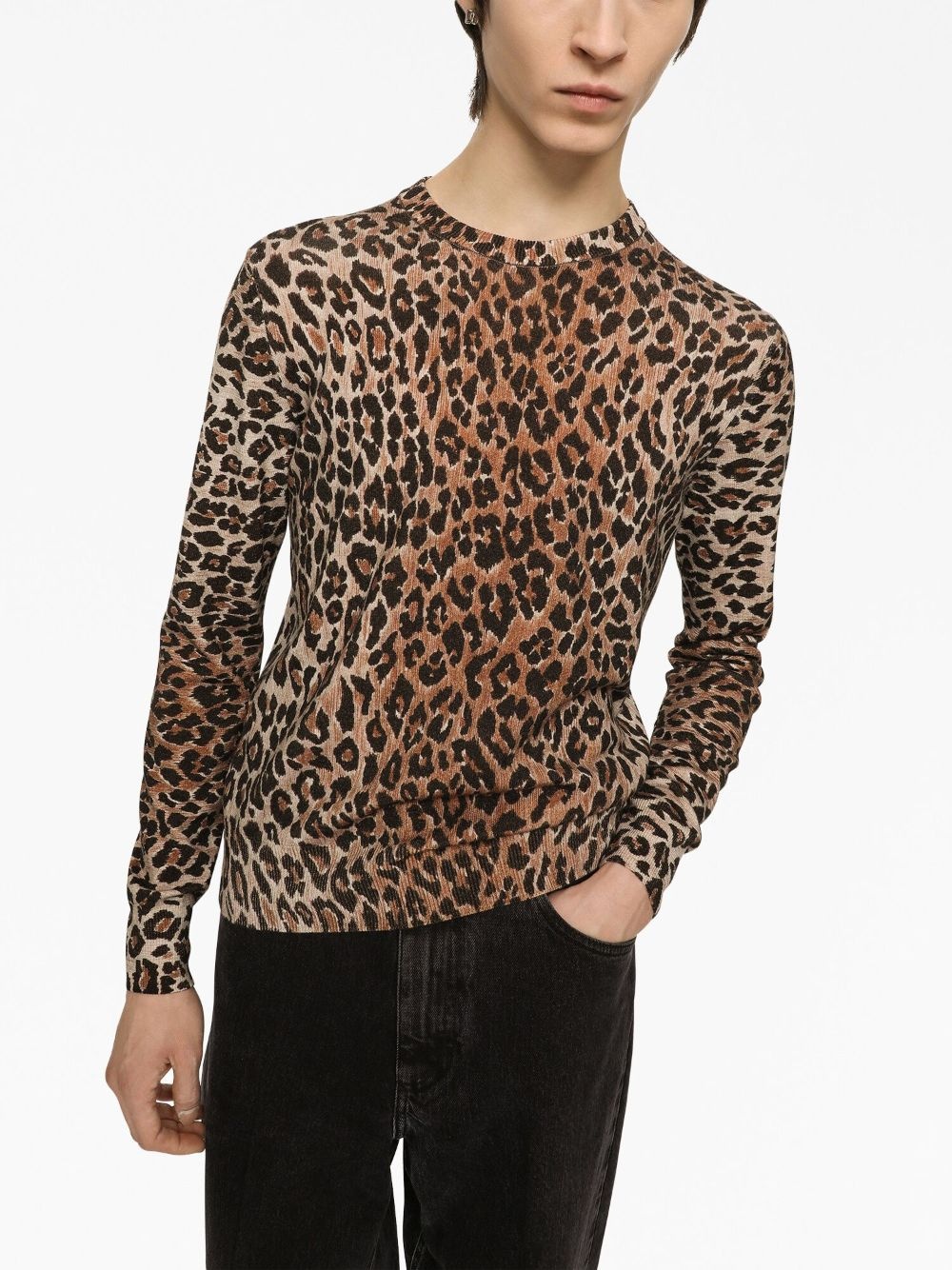 leopard-print wool jumper - 5