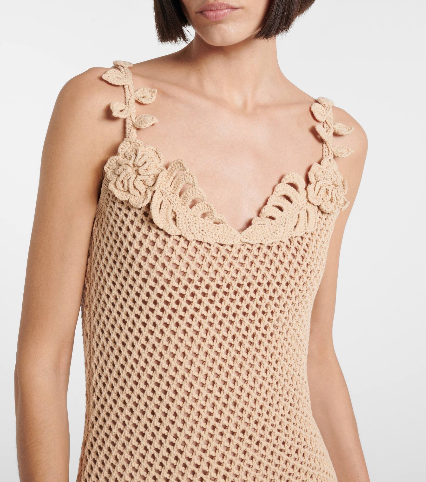 Floral-appliqué mesh gown - 4