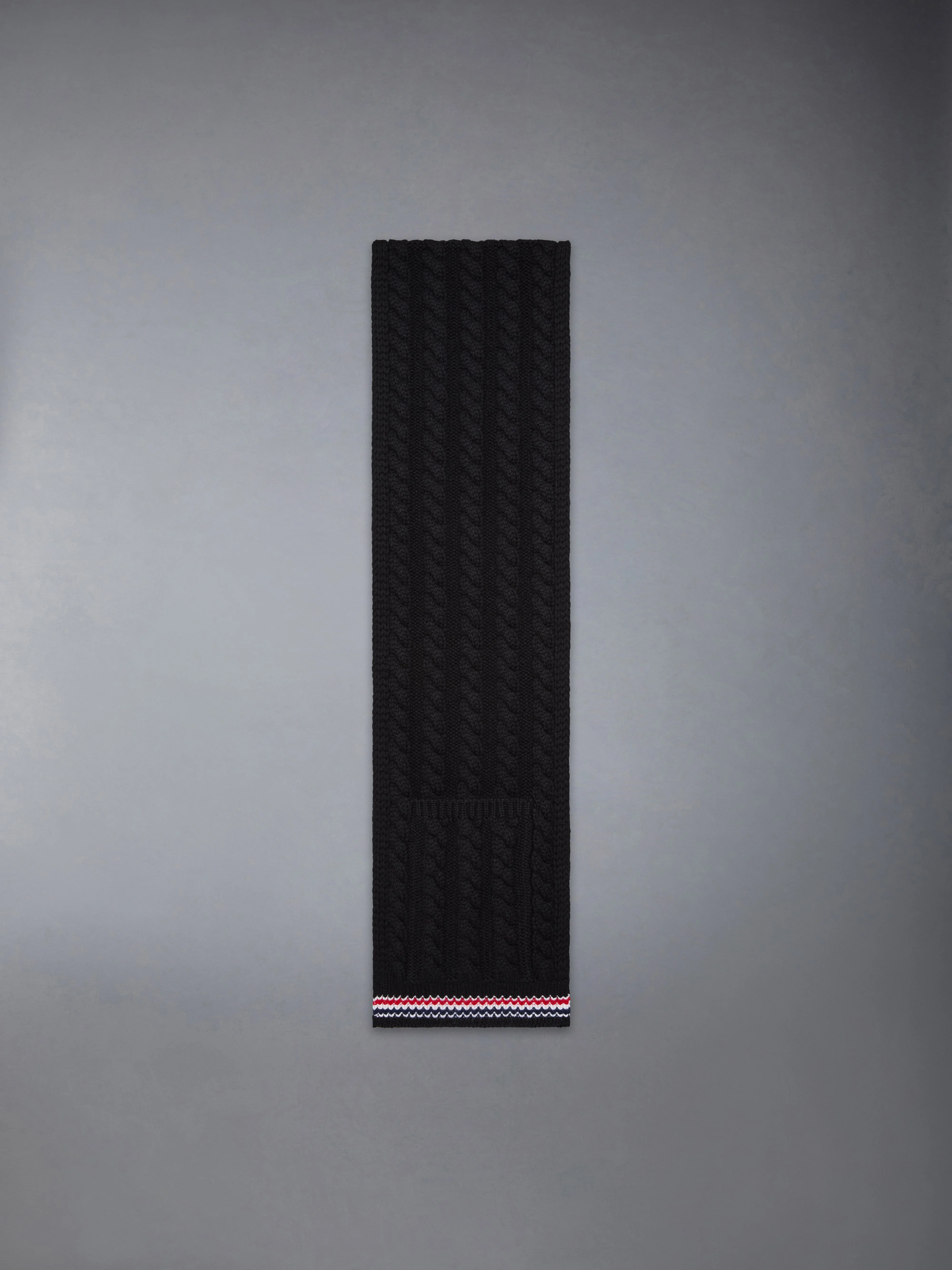 CASHMERE BABY CABLE STITCH RWB STRIPE POCKET SCARF - 1