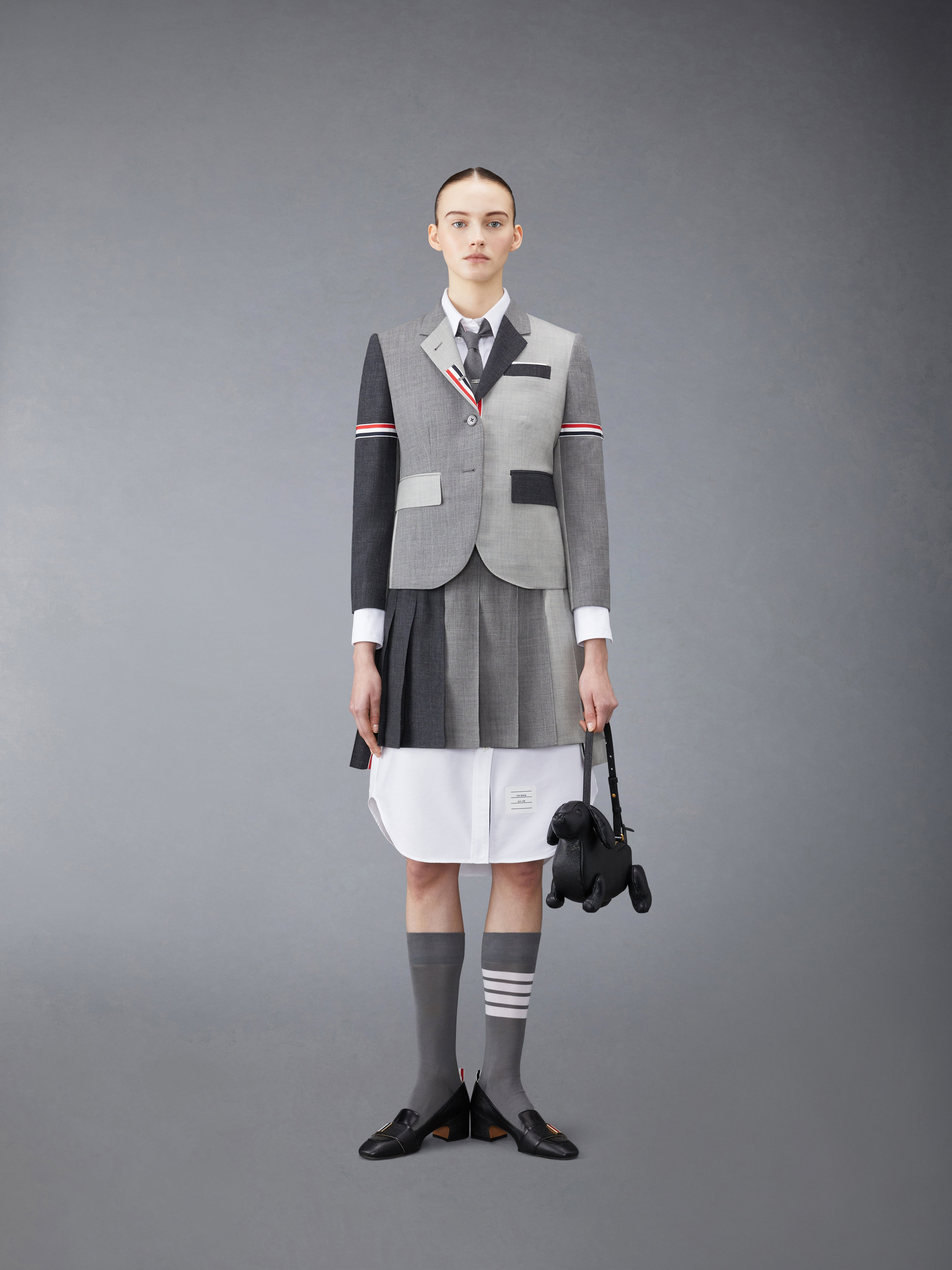 Grey Fun-Mix Wool 2 Ply Fresco High Armhole Jacket - 3