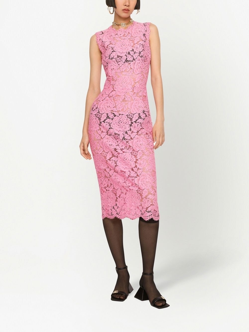 sleeveless lace shift dress - 3