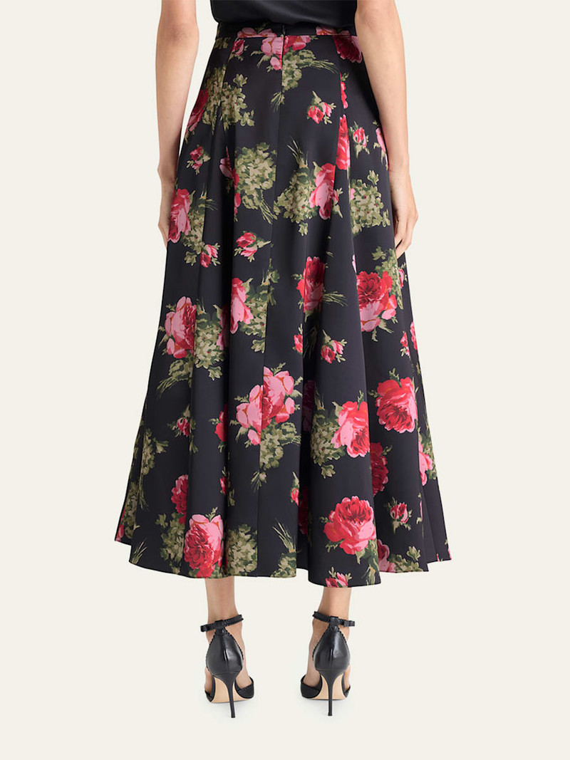 Cinq à Sept Baroque Roses Hilda Satin Midi Skirt outlook