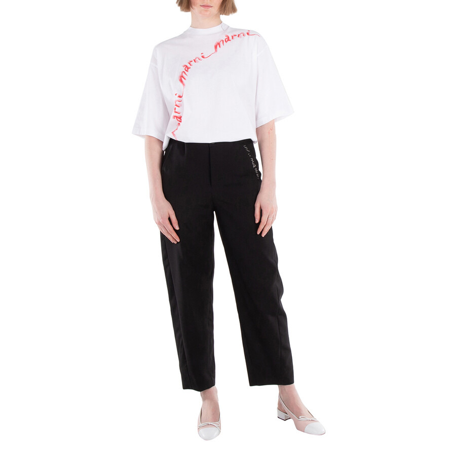 Marni Wavy Logo Cotton-Jersey T-Shirt - 4