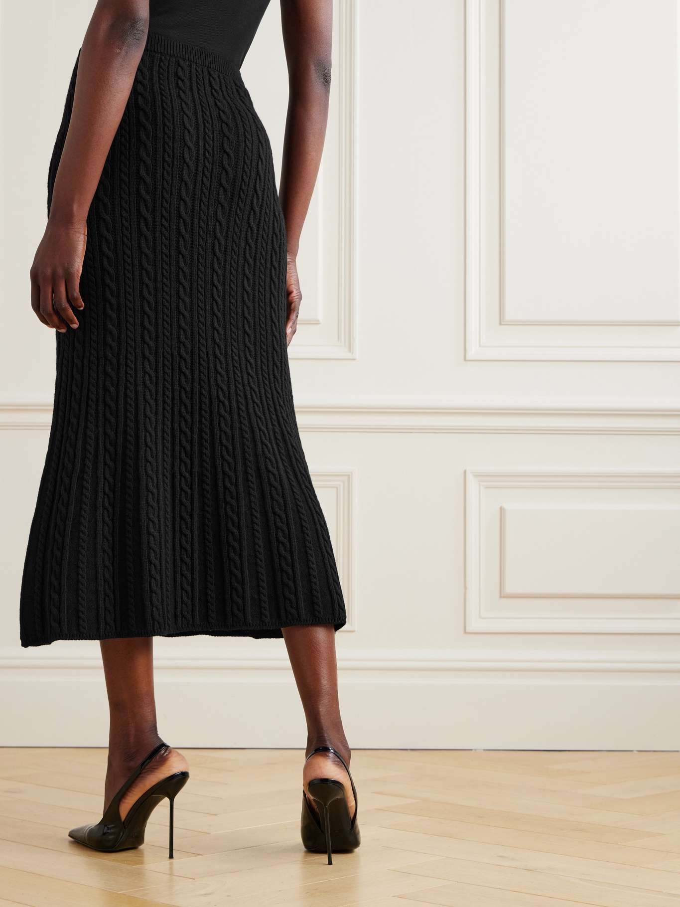 Cable-knit wool midi skirt - 4