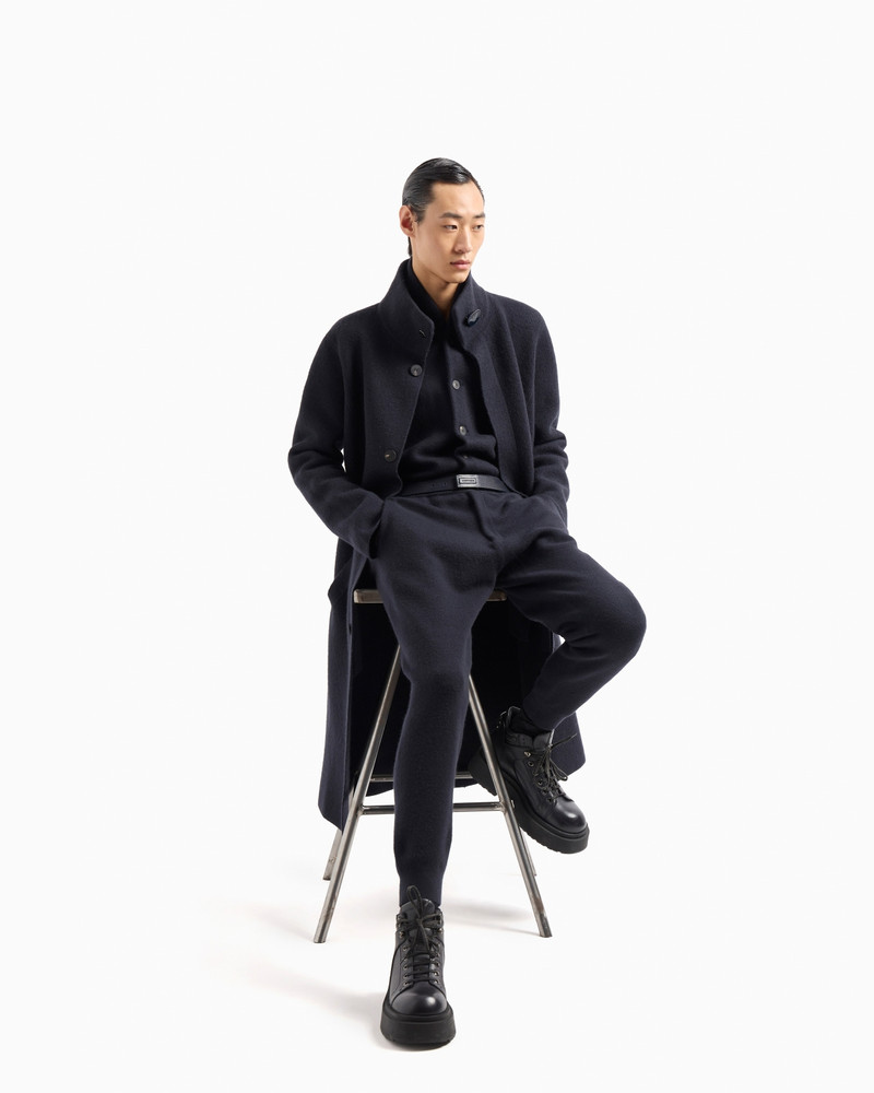 EMPORIO ARMANI Icon plain-knit virgin-wool jacket outlook