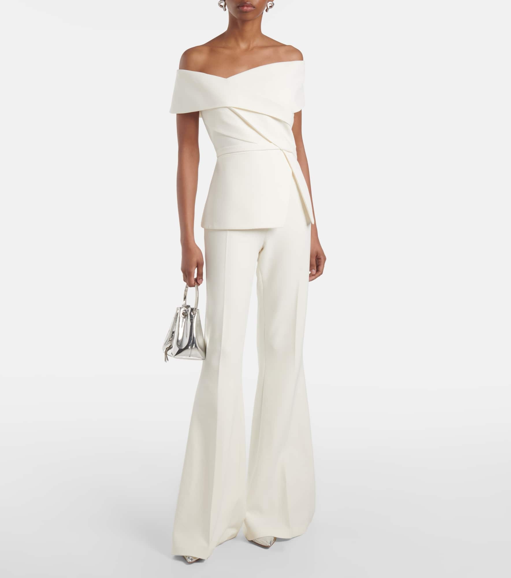 Bridal Eimear off-shoulder crêpe top - 2