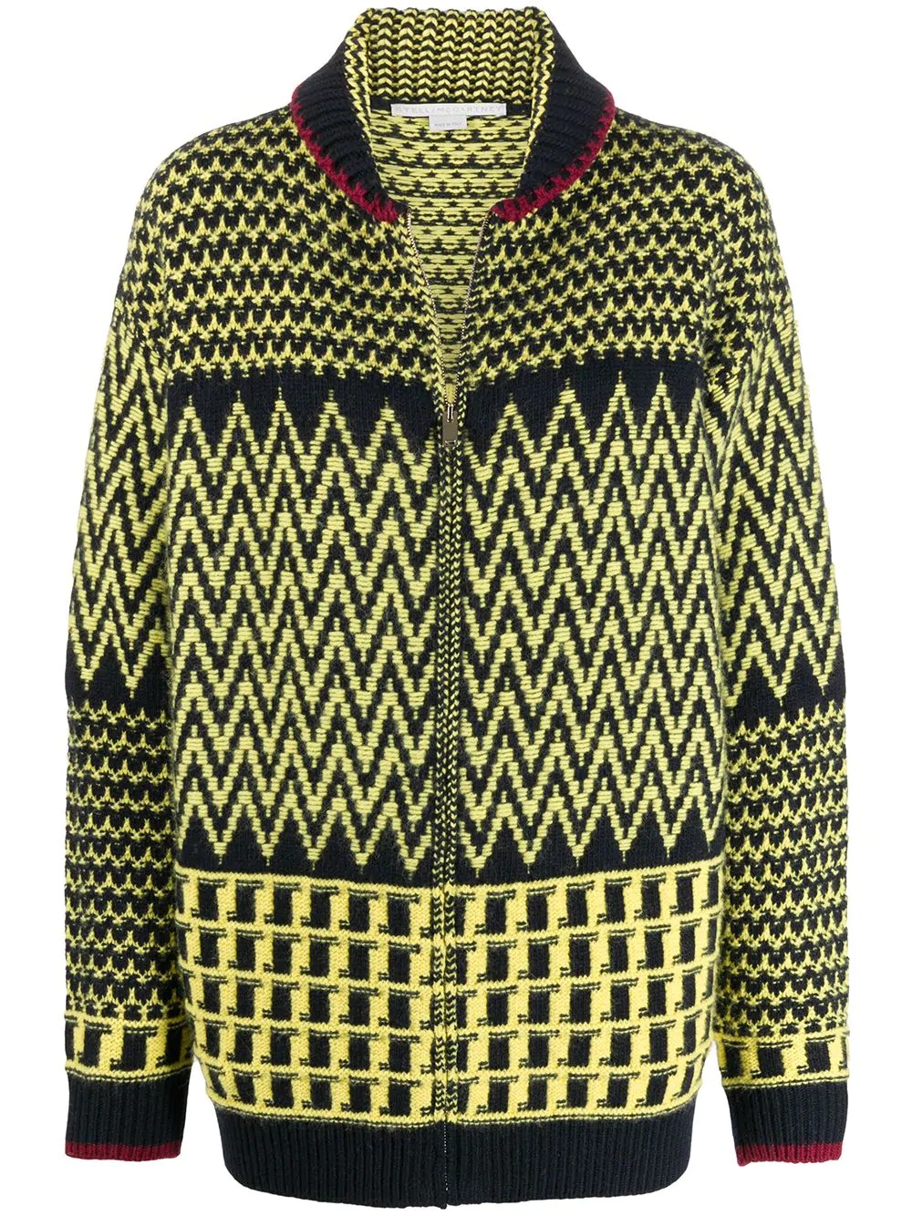 patterned-knit zipped cardigan - 1