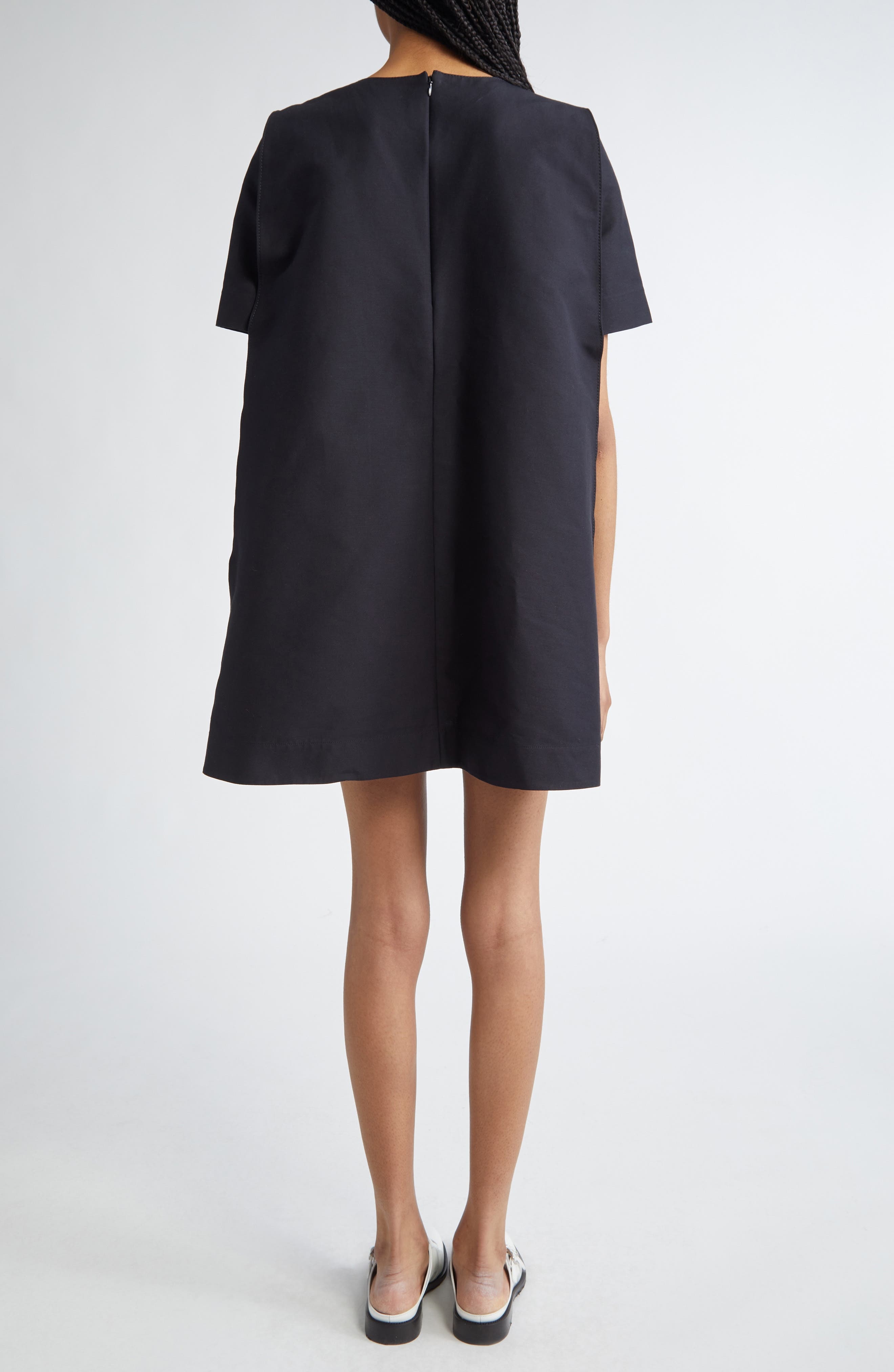 Marni Short Sleeve Cotton Cady A-Line Dress in Black at Nordstrom - 2