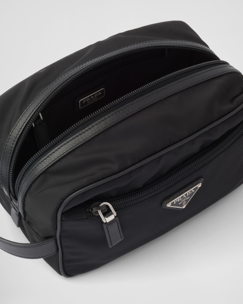 Re-Nylon and Saffiano leather travel pouch 4
