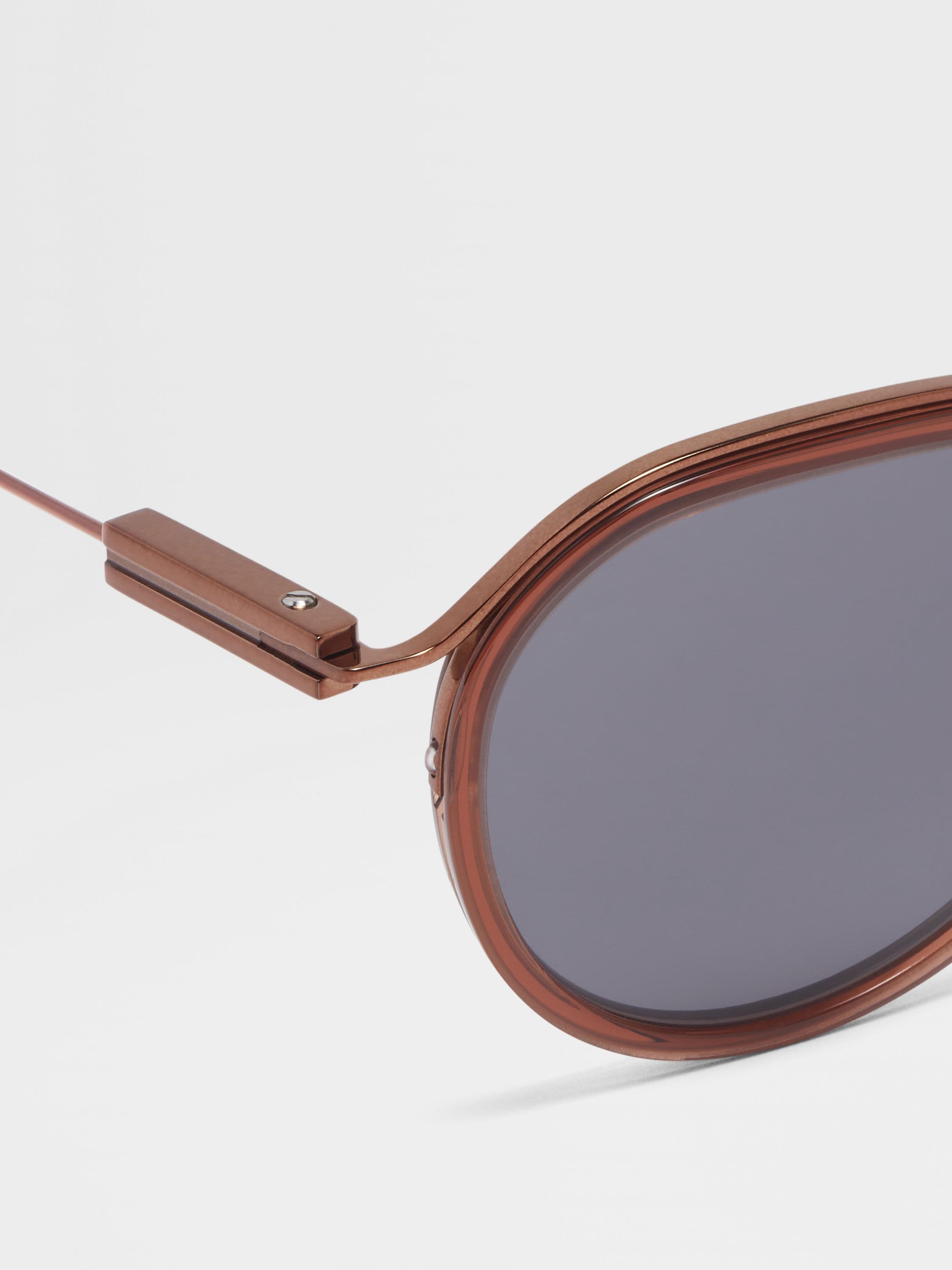 TRANSPARENT BROWN ACETATE AND METAL SUNGLASSES - 2