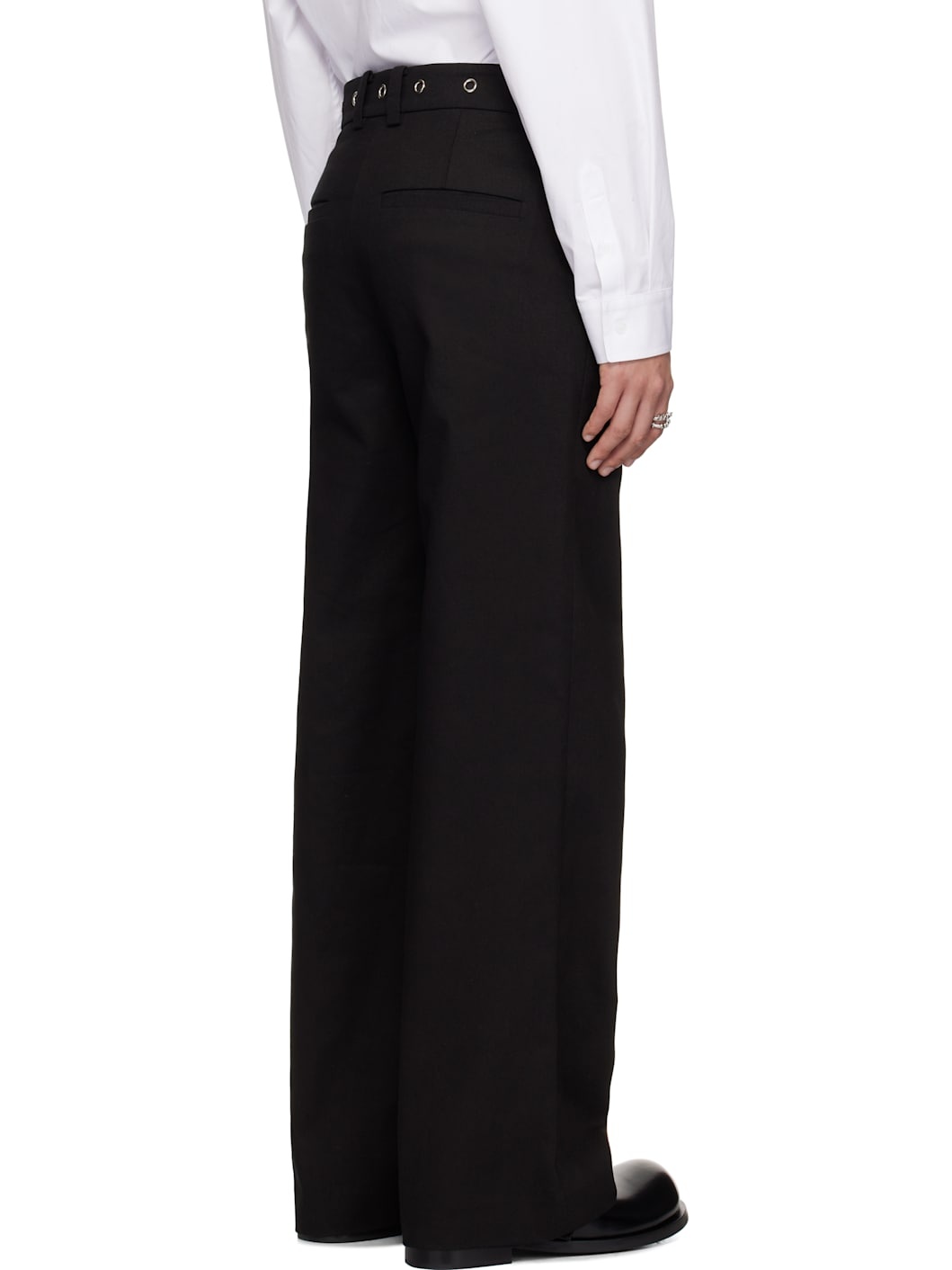Black Eyelet Detailed Trousers - 3