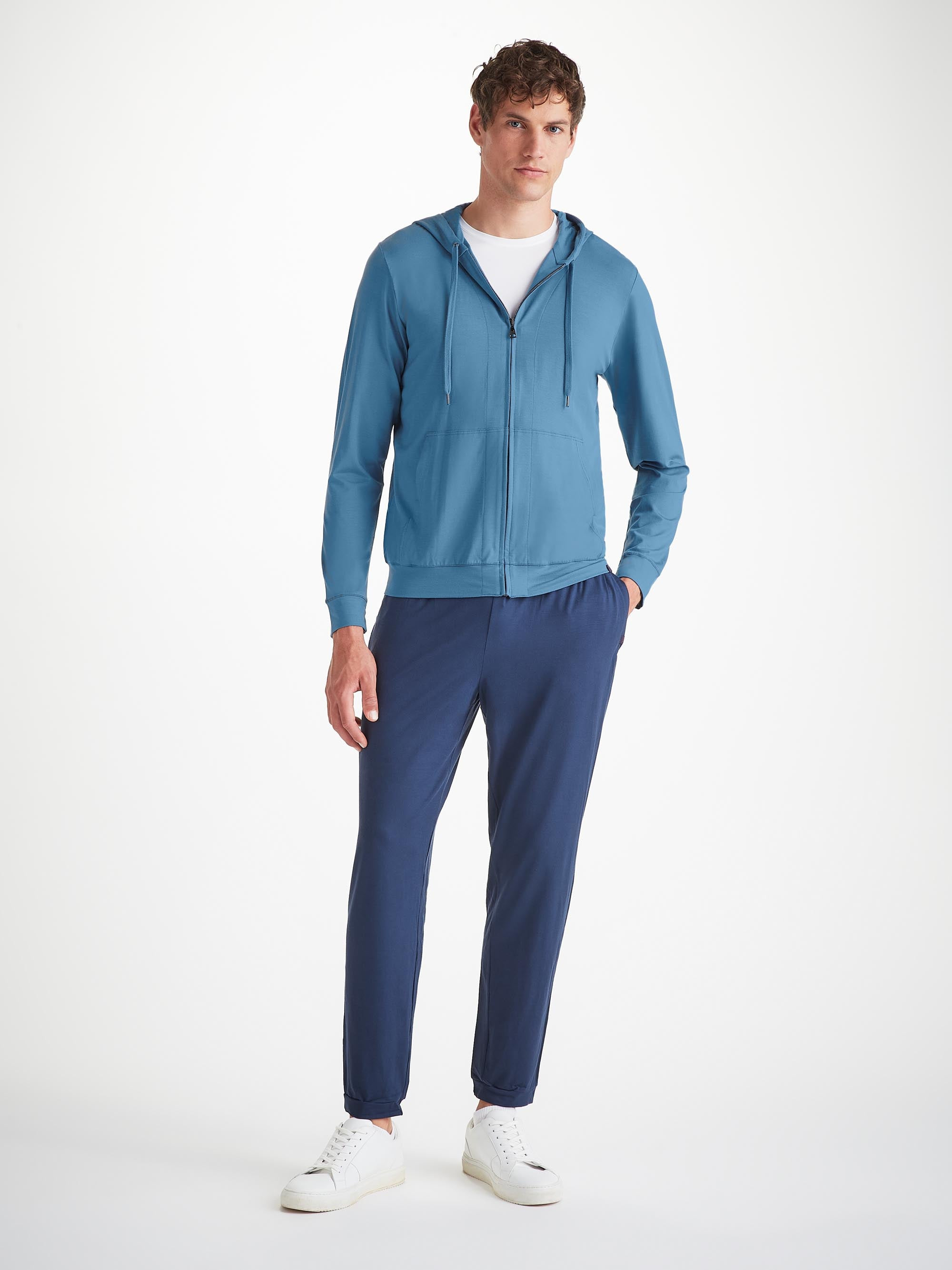 Men's Hoodie Basel Micro Modal Stretch Steel Blue - 3