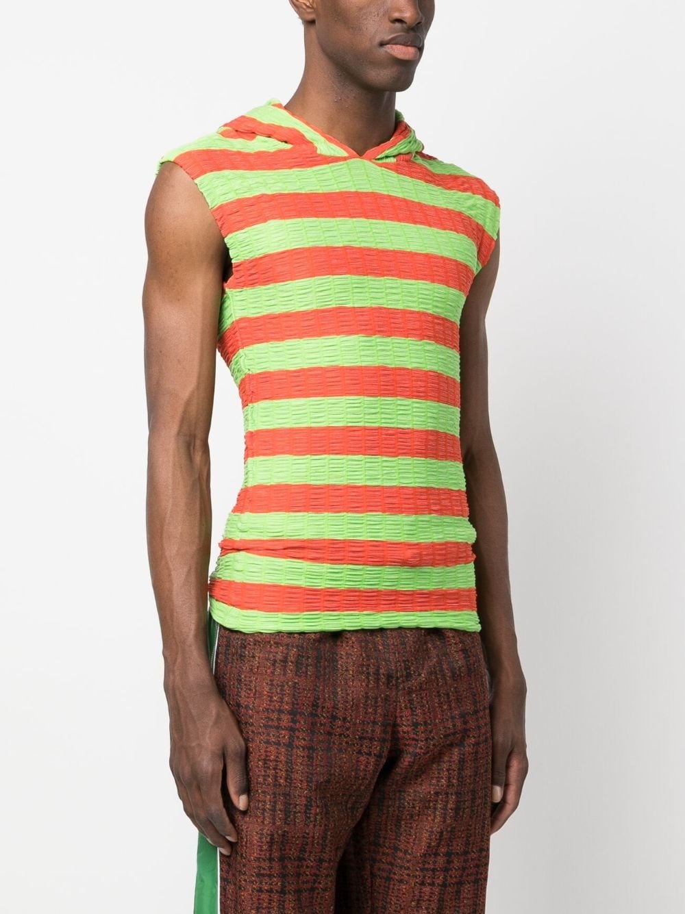 striped sleeveless hoodie - 3