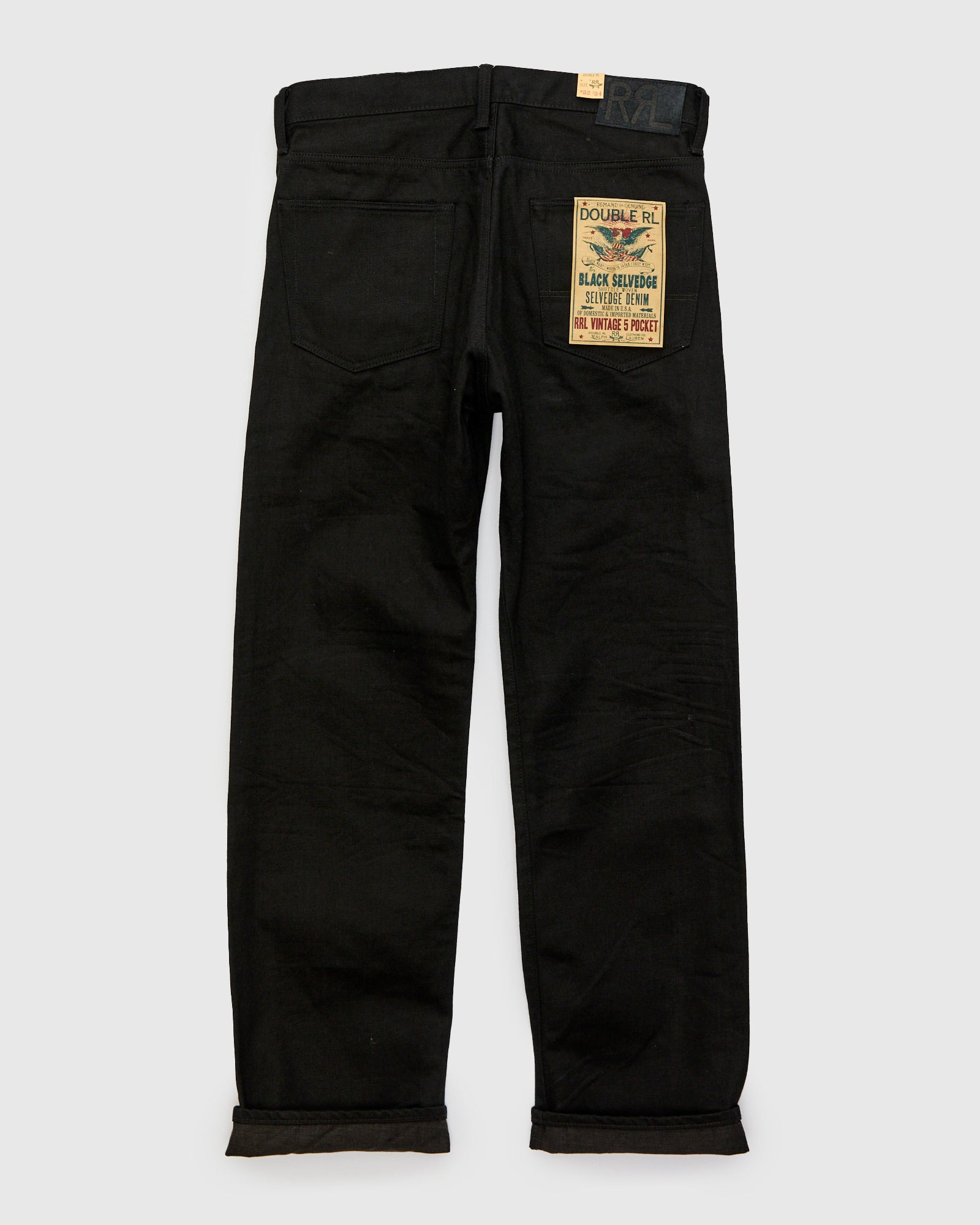 14oz Rinsed Black Selvedge Denim - Full Straight Fit - 3