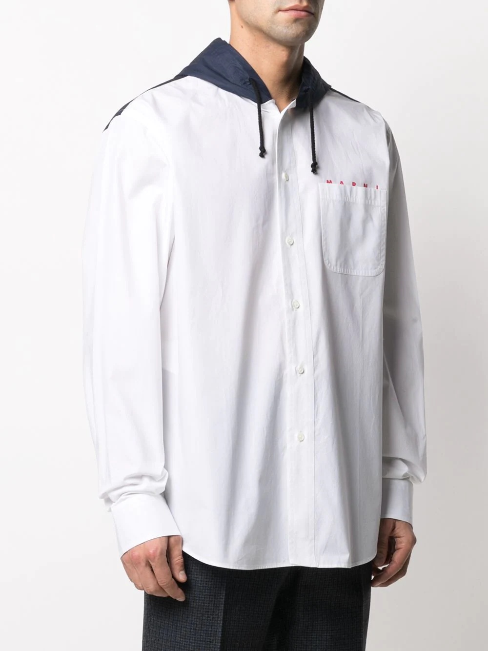 drawstring-hood long-sleeve shirt - 3