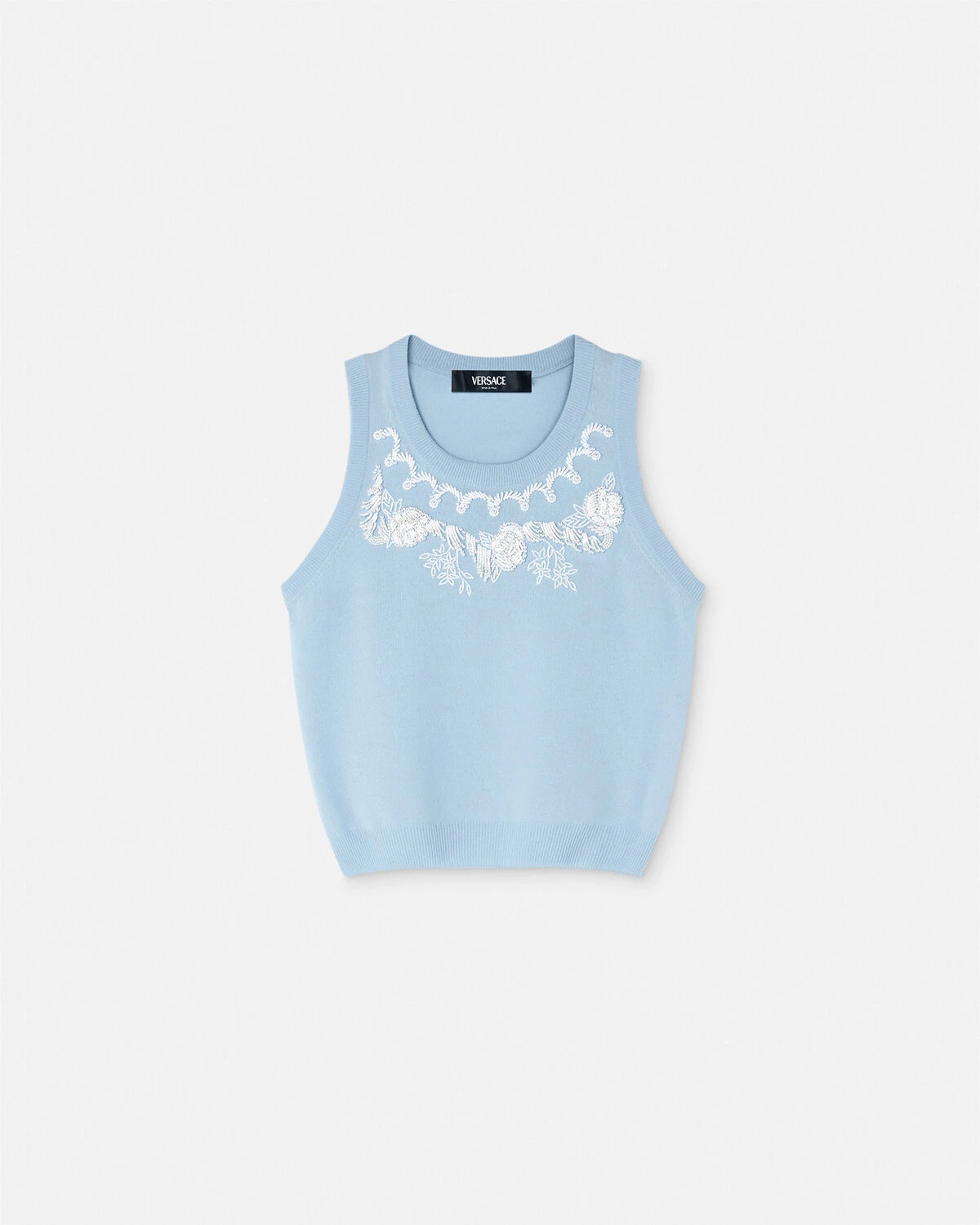 Embroidered Cashmere Knit Top - 1