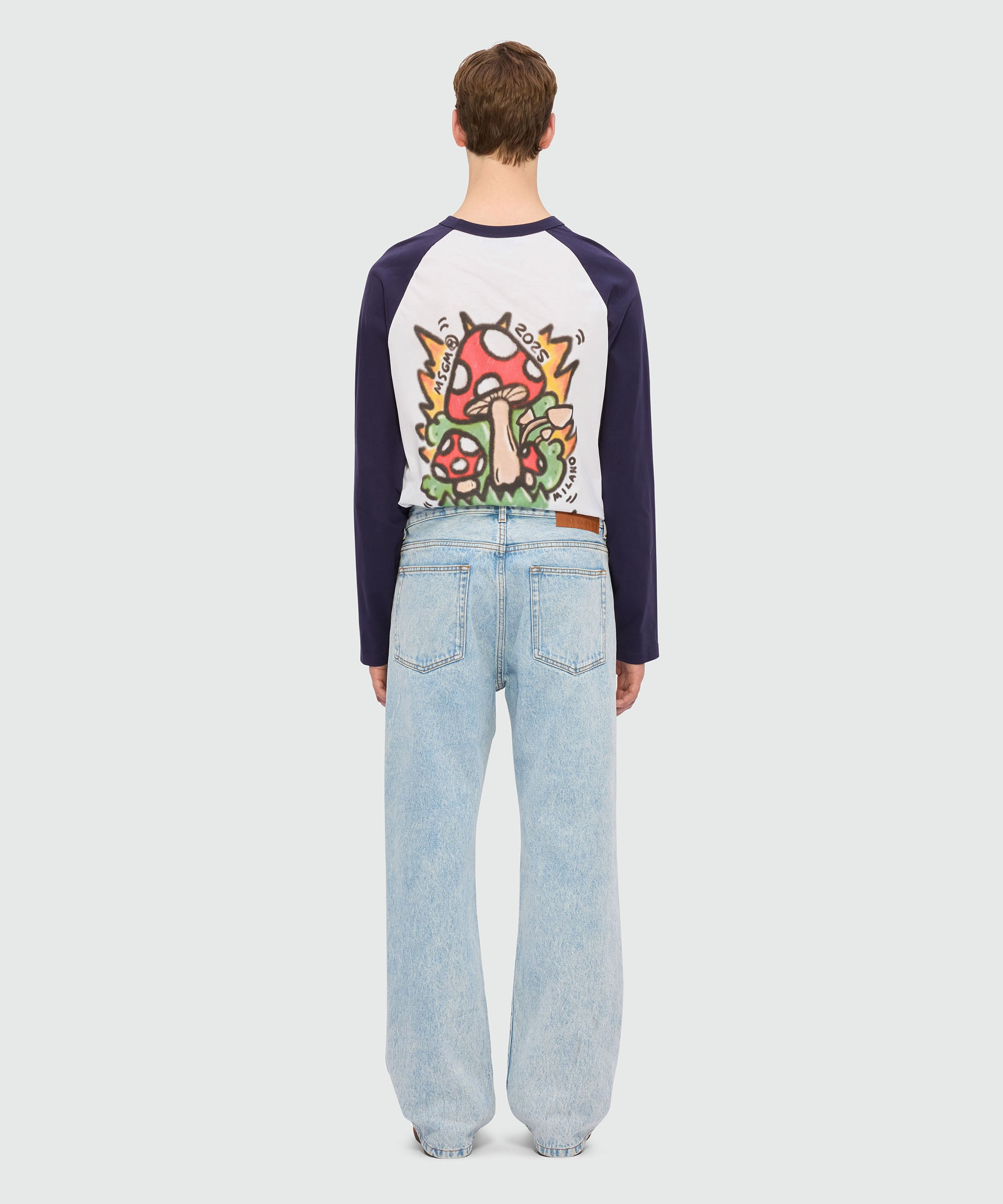 Light blue marbled denim trousers - 4