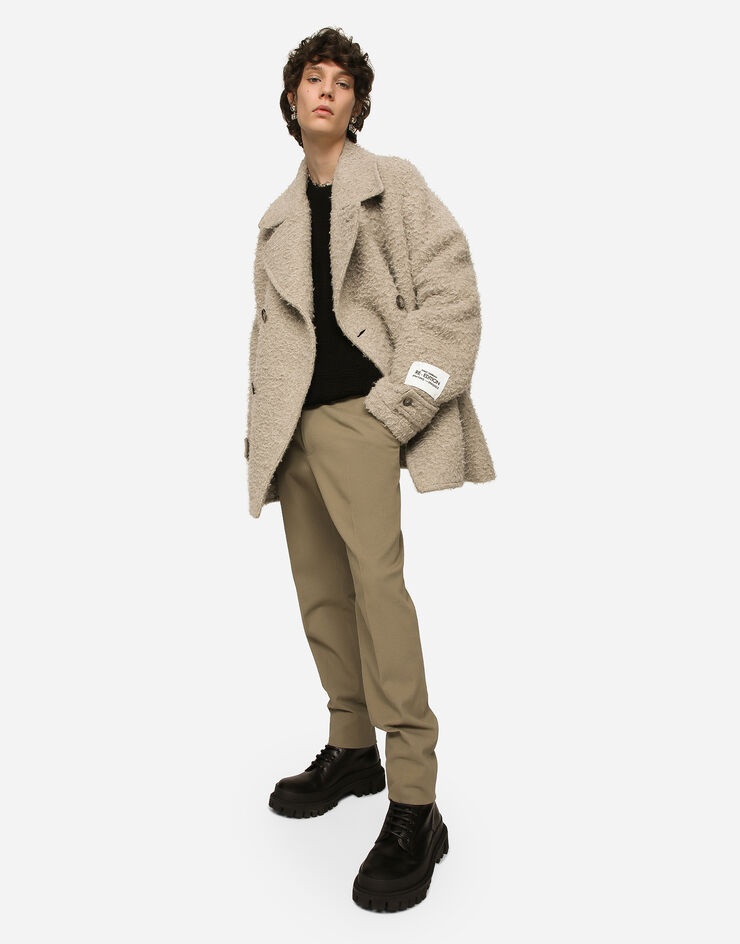 Vintage-look double-breasted wool and cotton pea coat - 5